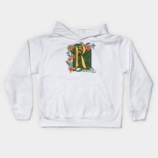 Art Nouveau Letter R, Ornamental Letter R, Art Deco Kids Hoodie